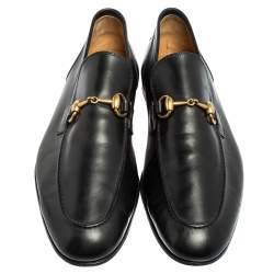 Pre Owned حقيبة لوفرز غوتشي جوردان جلد أسود مزين هورسبيت مقاس 42