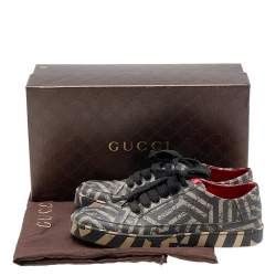 Pre Owned حذاء رياضي غوتشي كاليدو كانفاس جي جي سوبريم بيج/أسود منخفض من أعلى مقاس 43.5