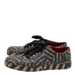 Pre Owned حذاء رياضي غوتشي كاليدو كانفاس جي جي سوبريم بيج/أسود منخفض من أعلى مقاس 43.5