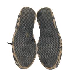 Pre Owned حذاء رياضي غوتشي كاليدو كانفاس جي جي سوبريم بيج/أسود منخفض من أعلى مقاس 43.5