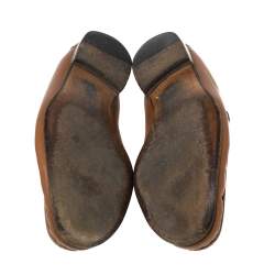 Gucci Brown Leather Web Horsebit Loafers Size 41.5
