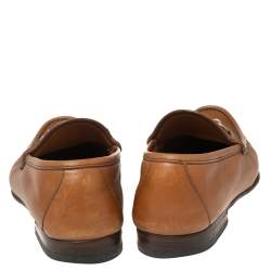 Gucci Brown Leather Web Horsebit Loafers Size 41.5