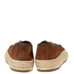 Pre Owned Gucci Brown Suede  Horsebit Espadrille Loafers Size 42