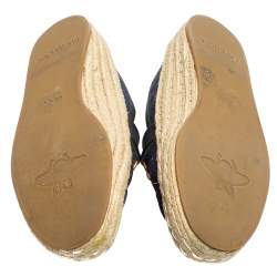 Gucci Navy Blue GG Canvas Horsebit Flat Espadrilles Size 42