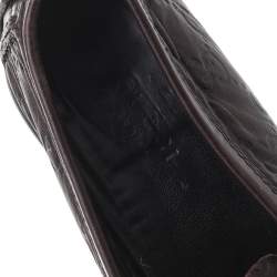 Pre Owned Gucci Dark Brown Guccissima Leather Horsebit Slip On Loafers Size 37.5