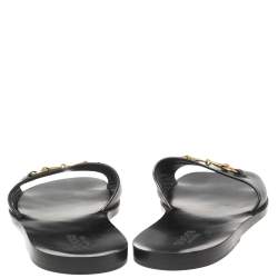 Pre Owned  Gucci Black Leather Horesebit Accent Flat Slippers Size 43