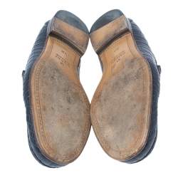 مملوكة مسبقًا Gucci Navy Blue Croc Leather Horsebit Loafers Size 43.5