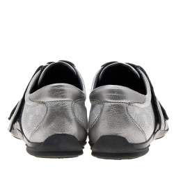 Gucci Silver GG Canvas and Leather Velcro Sneakers Size 42.5