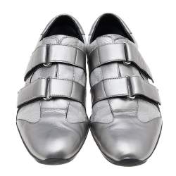 Gucci Silver GG Canvas and Leather Velcro Sneakers Size 42.5