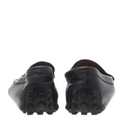 Gucci Black Leather Interlocking G Slip On Loafers Size 43