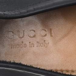 Gucci Black Leather Interlocking G Slip On Loafers Size 43
