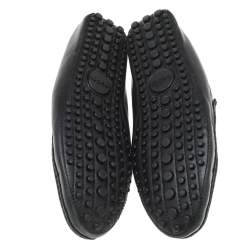 Gucci Black Leather Interlocking G Slip On Loafers Size 43