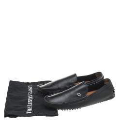 Gucci Black Leather Interlocking G Slip On Loafers Size 43
