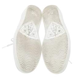 Pre Owned Gucci White Leather Bee Embroidered Ace Low Top Sneakers Size 44