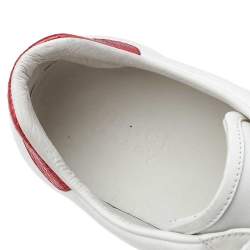 Pre Owned Gucci White Leather Bee Embroidered Ace Low Top Sneakers Size 44