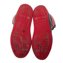 مملوكة مسبقًا حذاء رياضي غوتشي نيو براغا كاريبو جلد أحمر/أسود بعنق مرتفع مقاس 41.5