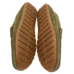 Pre Owned Gucci Green Suede GG Slip On Driving Loafers Size 43