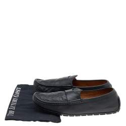 Gucci Black Guccissima Leather Penny Slip On Loafers Size 43.5