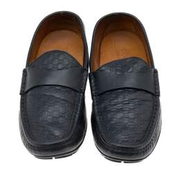Gucci Black Guccissima Leather Penny Slip On Loafers Size 43.5