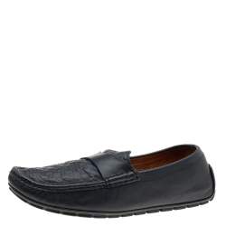 Gucci Black Guccissima Leather Penny Slip On Loafers Size 43.5