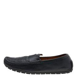 Gucci Black Guccissima Leather Penny Slip On Loafers Size 43.5