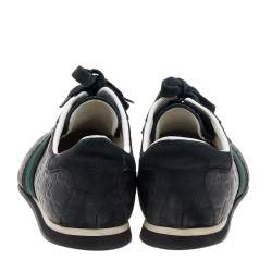 حذاء رياضي غوتشي سويدي وجلد غوتشيسيما أسود نمط ويب عنق منخفض مقاس 42