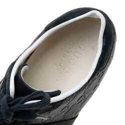 حذاء رياضي غوتشي سويدي وجلد غوتشيسيما أسود نمط ويب عنق منخفض مقاس 42