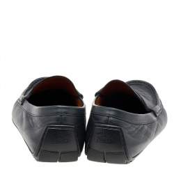 Gucci Midnight Blue Micro Guccissima Leather Slip On Loafers Size 42