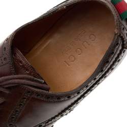 Gucci Dark Brown Brogue Leather Oxfords Size 42