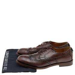 Gucci Dark Brown Brogue Leather Oxfords Size 42