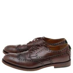 Gucci Dark Brown Brogue Leather Oxfords Size 42