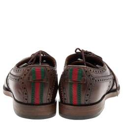 Gucci Dark Brown Brogue Leather Oxfords Size 42