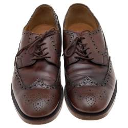 Gucci Dark Brown Brogue Leather Oxfords Size 42