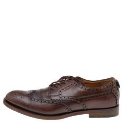 Gucci Dark Brown Brogue Leather Oxfords Size 42