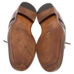Gucci Dark Brown Brogue Leather Oxfords Size 42