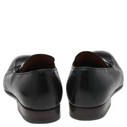 Pre Owned Gucci Black Leather Horsebit Slip on Loafers Size 40