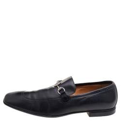 Gucci Black Leather Hysteria Horsebit Slip On Loafers Size 43.5