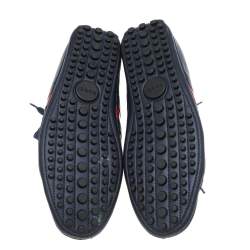 Pre Owned حذاء رياضي غوتشي دراييفر رباط علوي ويب جلد كحلي مقاس 42