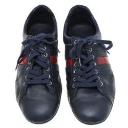 Pre Owned حذاء رياضي غوتشي دراييفر رباط علوي ويب جلد كحلي مقاس 42