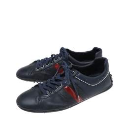 Pre Owned حذاء رياضي غوتشي دراييفر رباط علوي ويب جلد كحلي مقاس 42