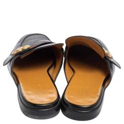 Pre Owned Gucci Black Leather Princetown GG Web Flat Mules Size 43