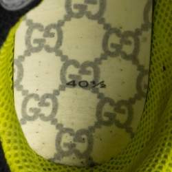 Gucci Silver/Black Leather and Mesh Flashtrek Sneakers Size 40.5