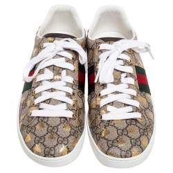 Pre Owned حذاء رياضي غوتشي بي أيس كانفاس GG سوبريم بني عنق منخفض مقاس 40