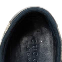 Gucci Navy Blue/Beige GG Supreme Canvas and Suede Low-Top Sneakers Size 42