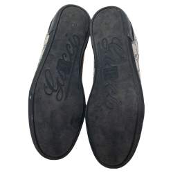 Gucci Navy Blue/Beige GG Supreme Canvas and Suede Low-Top Sneakers Size 42