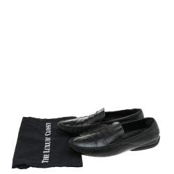 Gucci Black Guccissima Leather Penny Slip On Loafers Size 42