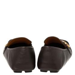 Pre Owned حذاء لوفرز غوتشي درايفر ويب مارمونت جي جي جلد بني داكن مقاس 42 