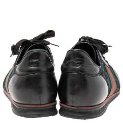 Gucci Black GG Canvas And Leather Web Low Top Sneakers Size 42.5