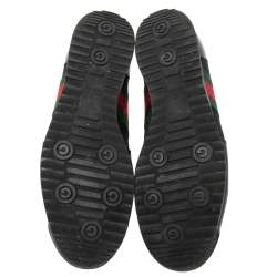 Gucci Black GG Canvas And Leather Web Low Top Sneakers Size 42.5