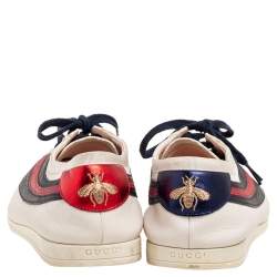 Gucci Off White Leather Flacer Web Low Top Sneakers Size 44